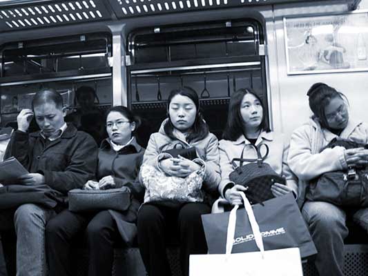 "Sleeping in the Underground", Seoul, Korea, 2003