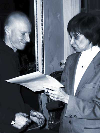 Elena Markova gives Anton the prize-holder diploma